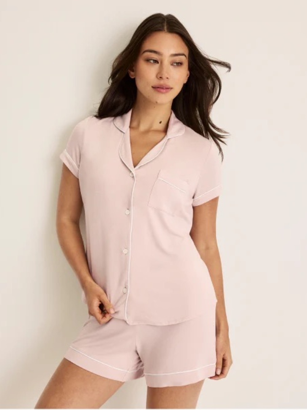 KNIX Pink Modal Short Sleeve Button Pajama Top